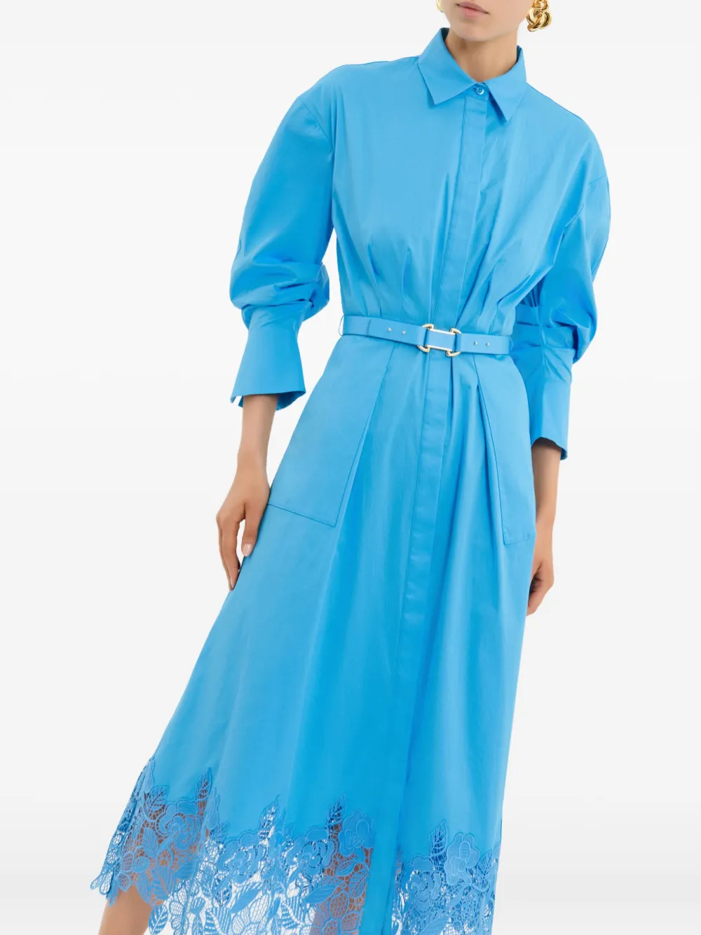 Rebecca Vallance Montreux Lace Shirt Midi Dress In Blue