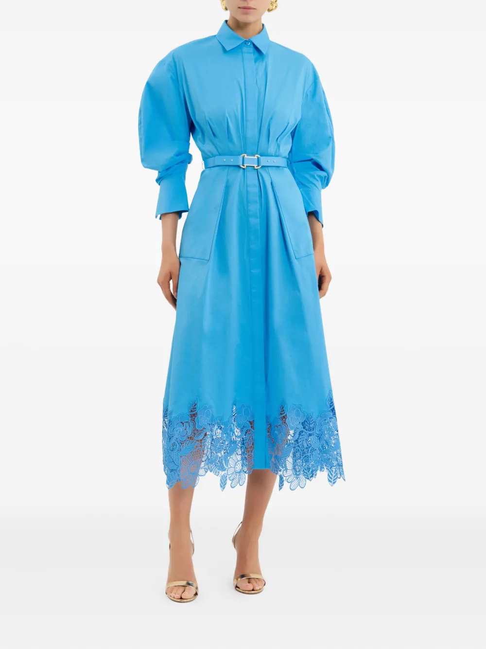 Rebecca Vallance Montreux midi-blousejurk met kant - Blauw