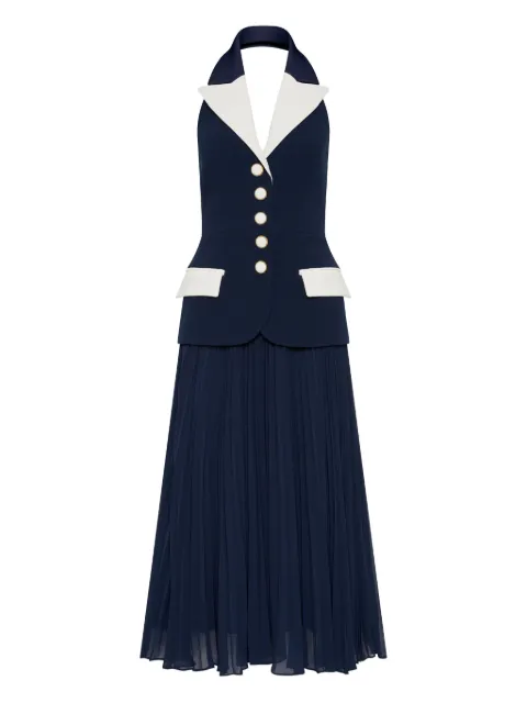 Rebecca Vallance ULA midi halter pleated dress