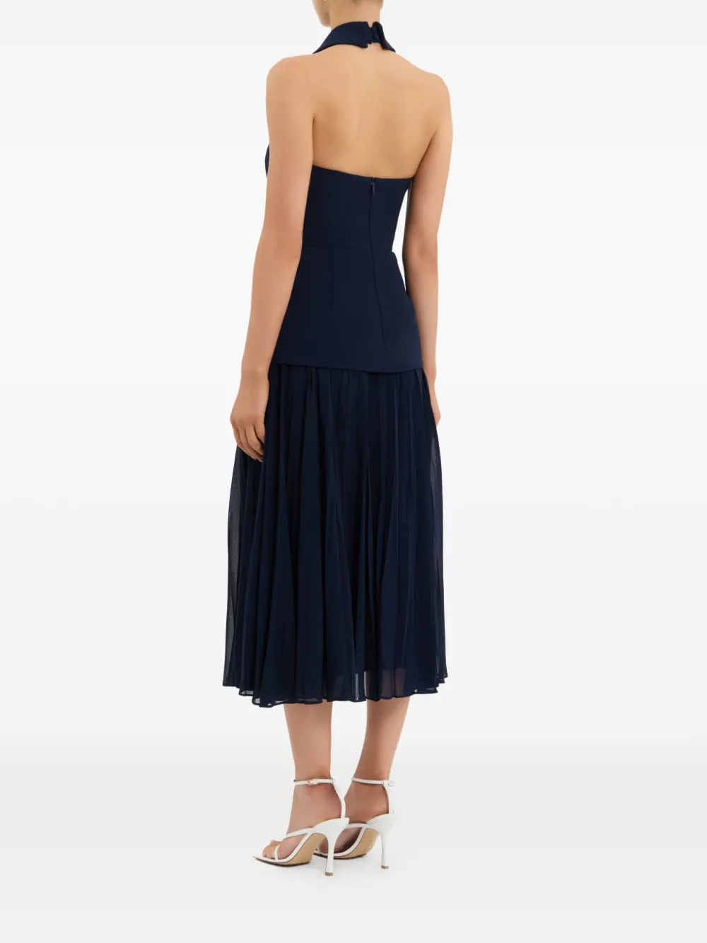 Rebecca Vallance ULA geplooide midi-jurk met halternek Blauw