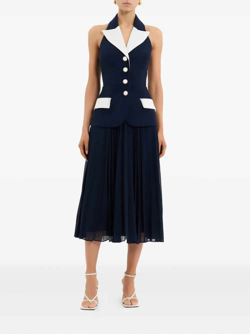 Rebecca Vallance ULA geplooide midi-jurk met halternek - Blauw