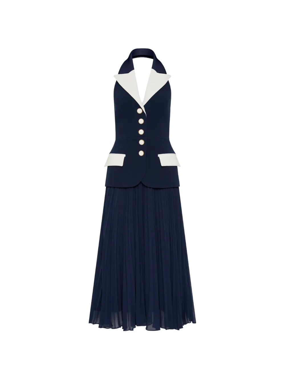 Rebecca Vallance ULA geplooide midi-jurk met halternek Blauw