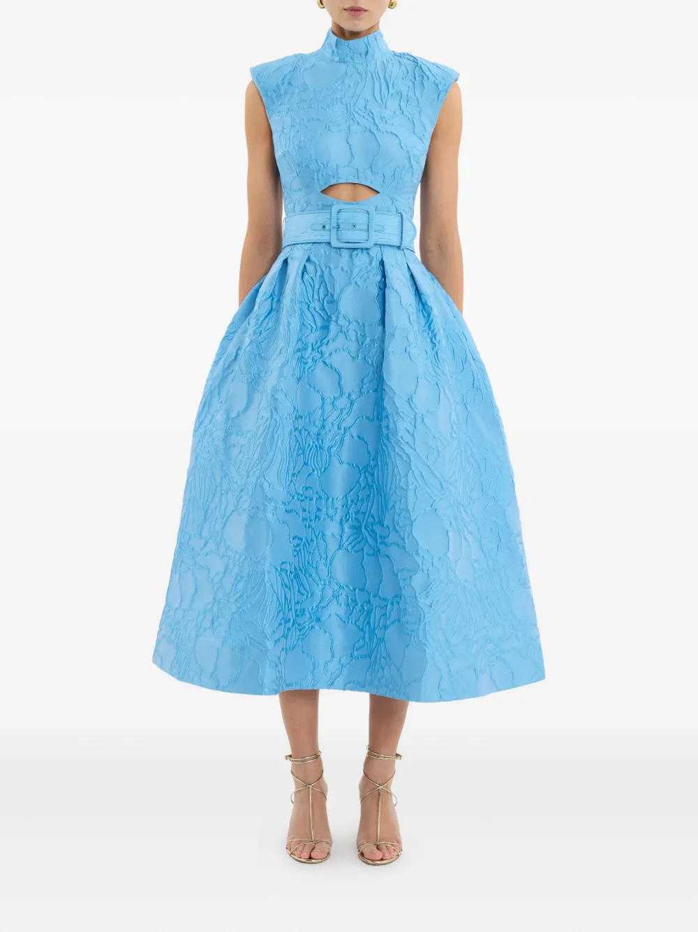 Rebecca Vallance Aegir midi-jurk met uitgesneden details en ceintuur - Blauw