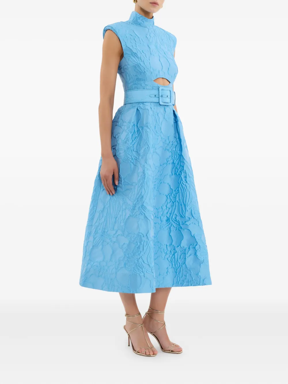 Rebecca Vallance Aegir Cut-out Belted Midi Dress In Blue