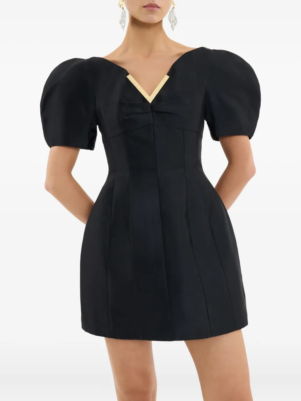 Rebecca Vallance Tindra Mini Puffed Dress In Black