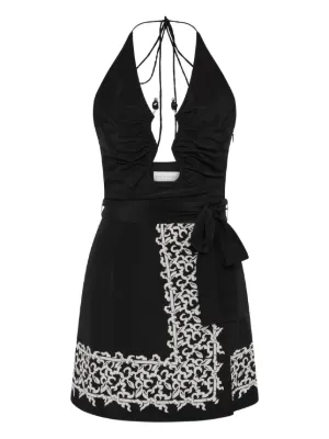 chinese dress ladies Black Lace Crystal Mini Dress  self-portrait-EU