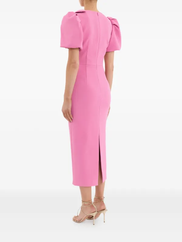 red guipure cut out midi dress Rihoas Linen Blend Cut Out Midi Dress