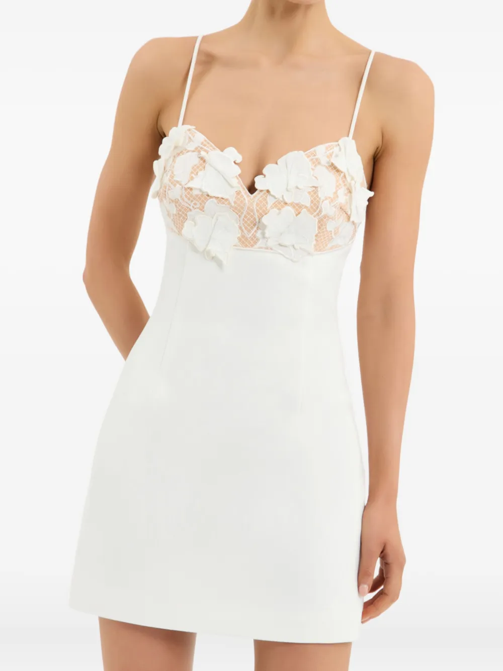 Rebecca Vallance Floral Lace Parrish Mini Dress In White