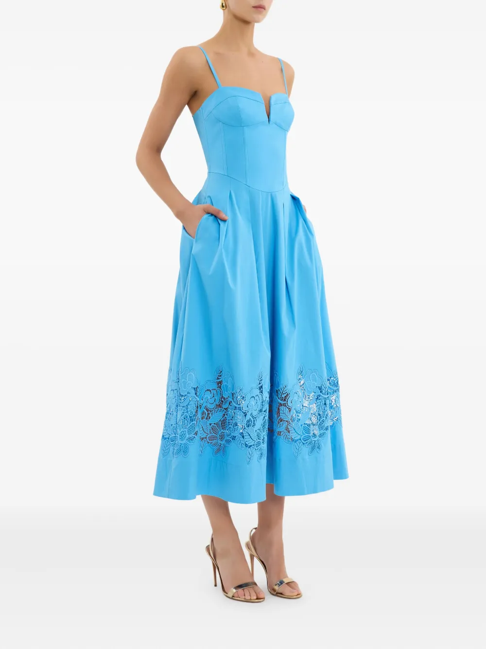 Rebecca Vallance Montreux jurk met kanten vlakken Blauw