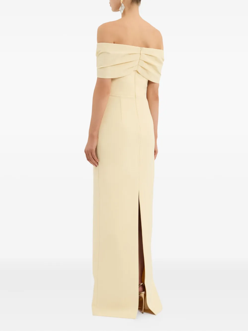 Rebecca Vallance Aubriella off-shoulder jurk Beige
