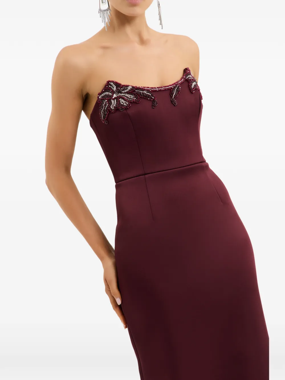 Rebecca Vallance Strapless verfraaide maxi-jurk Rood