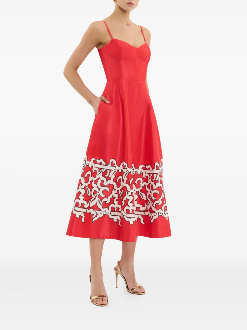 Rebecca Vallance Sundia midi-jurk met patroon Rood