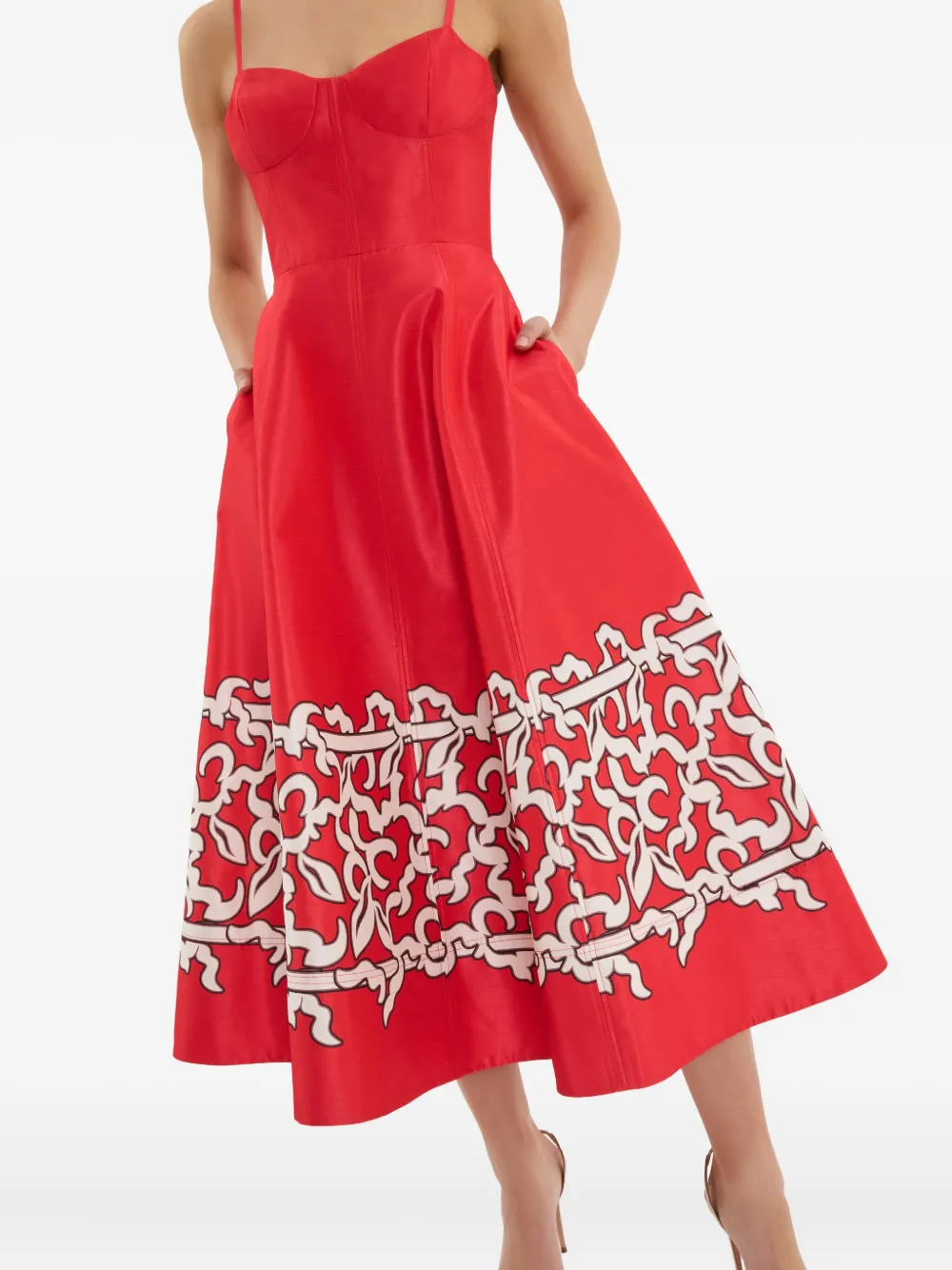 Rebecca Vallance Sundia midi-jurk met patroon Rood