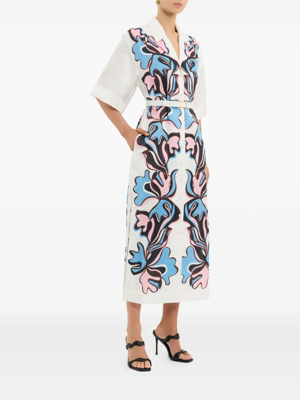 Rebecca Vallance Barbados Breeze Buttoned Midi Dress In Multi
