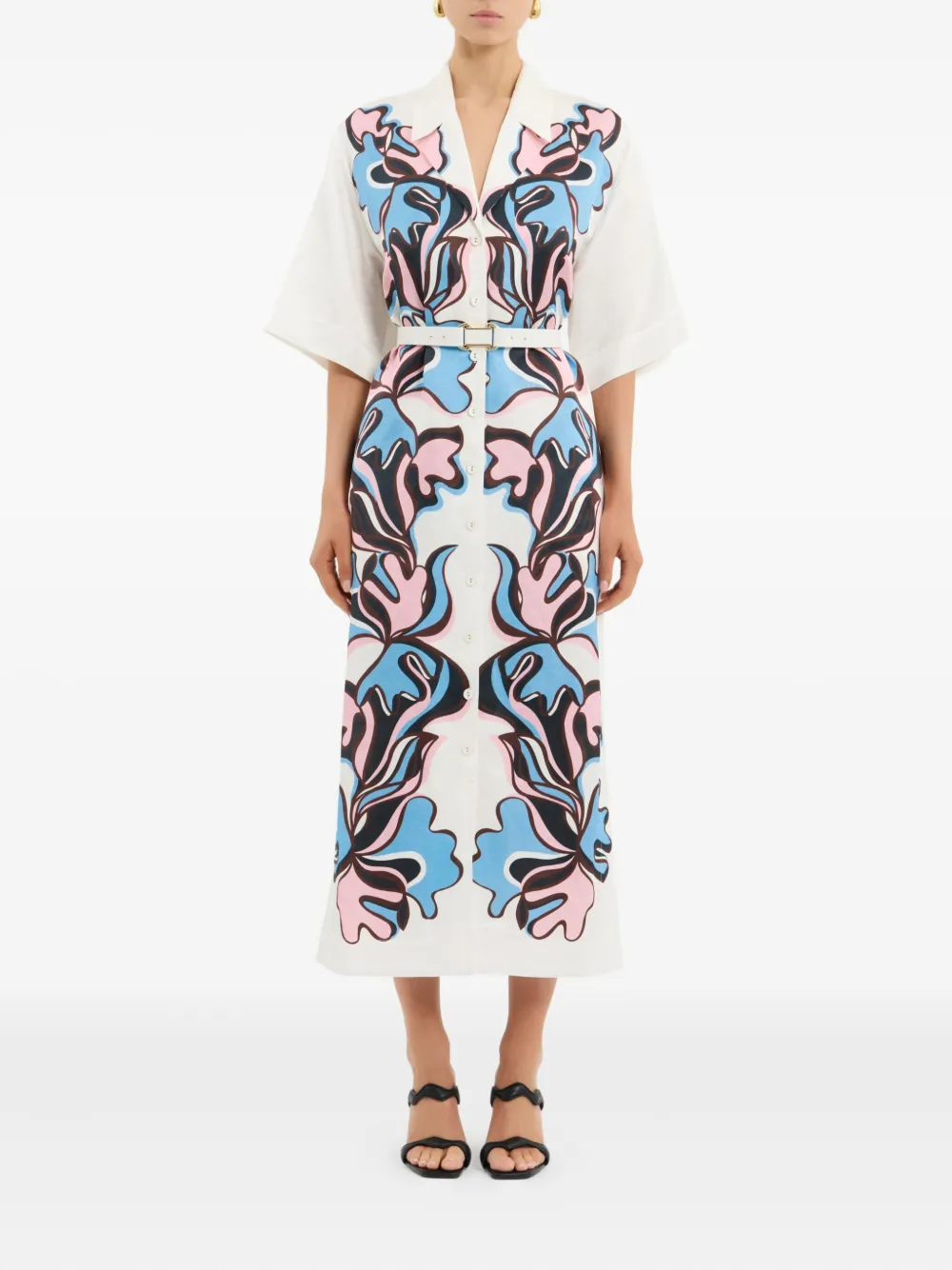 Rebecca Vallance Barbados Breeze buttoned midi dress - Wit