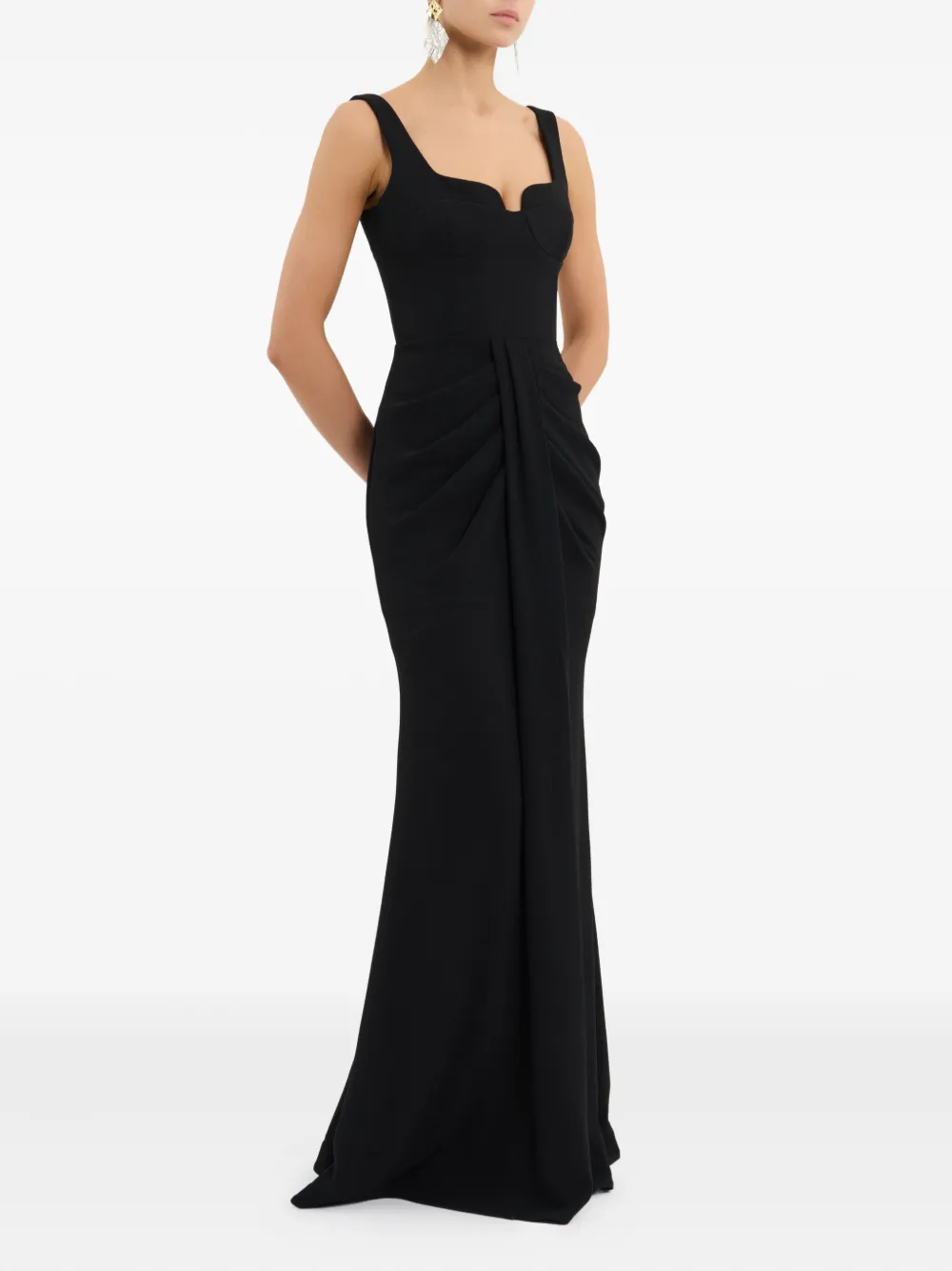 Rebecca Vallance Zarya gedrapeerde avondjurk Zwart