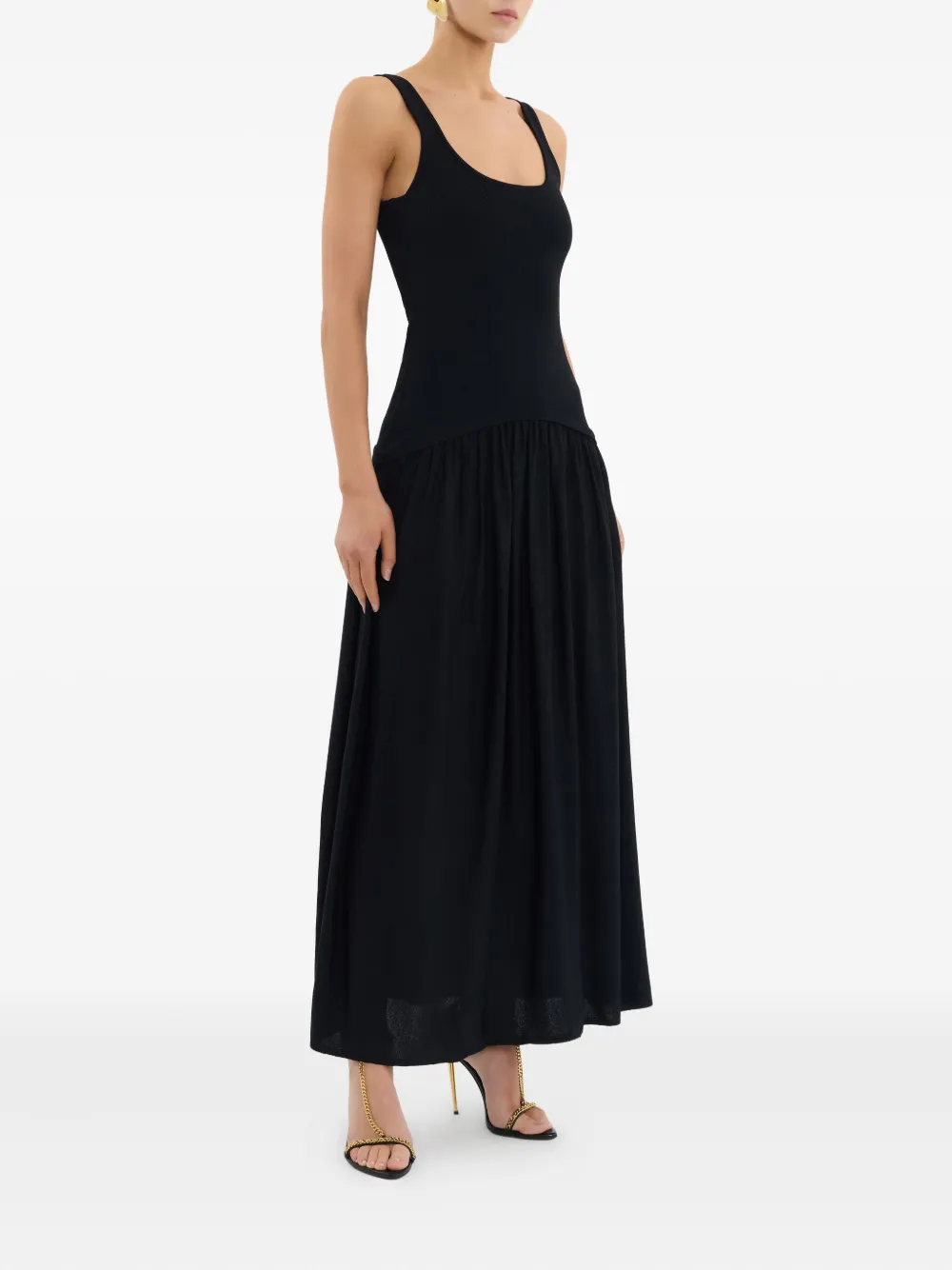 Rebecca Vallance Kristen midi-jurk met ruches Zwart