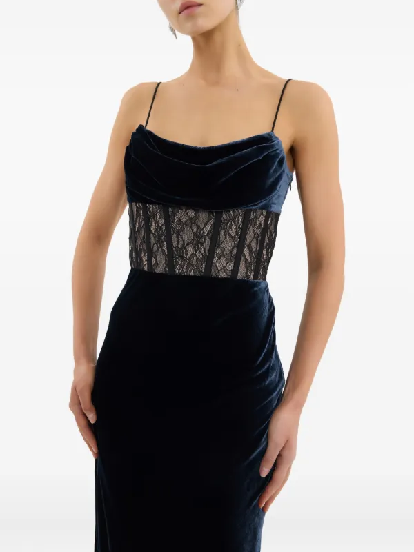 Rebecca Vallance Lace Panel Minerva Midi Dress | Blue | FARFETCH OM Rebecca Vallance Lace Panel Minerva Midi Dress | Blue | FARFETCH OM