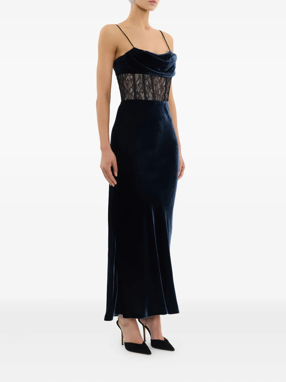Rebecca Vallance Midi-jurk met kanten vlak - Blauw