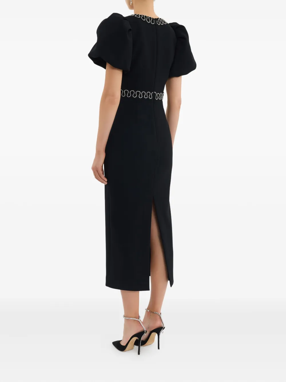 Rebecca Vallance Nyx midi-jurk met pofmouwen Zwart