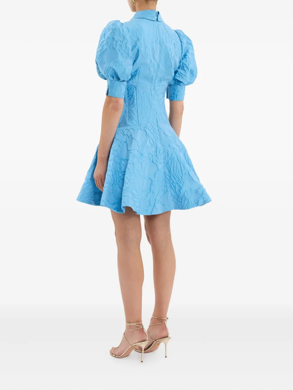 Rebecca Vallance Puff-sleeve Button Aegir Mini Dress In Blue