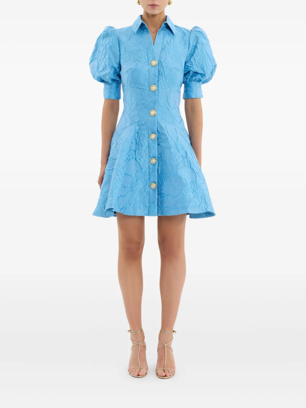 Rebecca Vallance Aegir mini-jurk met pofmouwen - Blauw