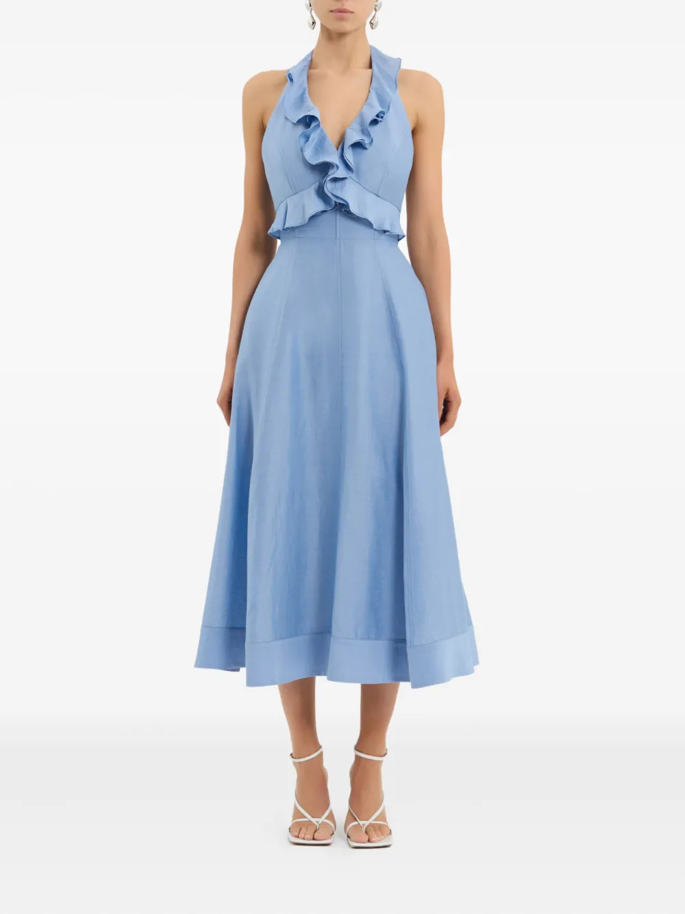 Rebecca Vallance Sabelvormige midi-jurk met ruches - Blauw