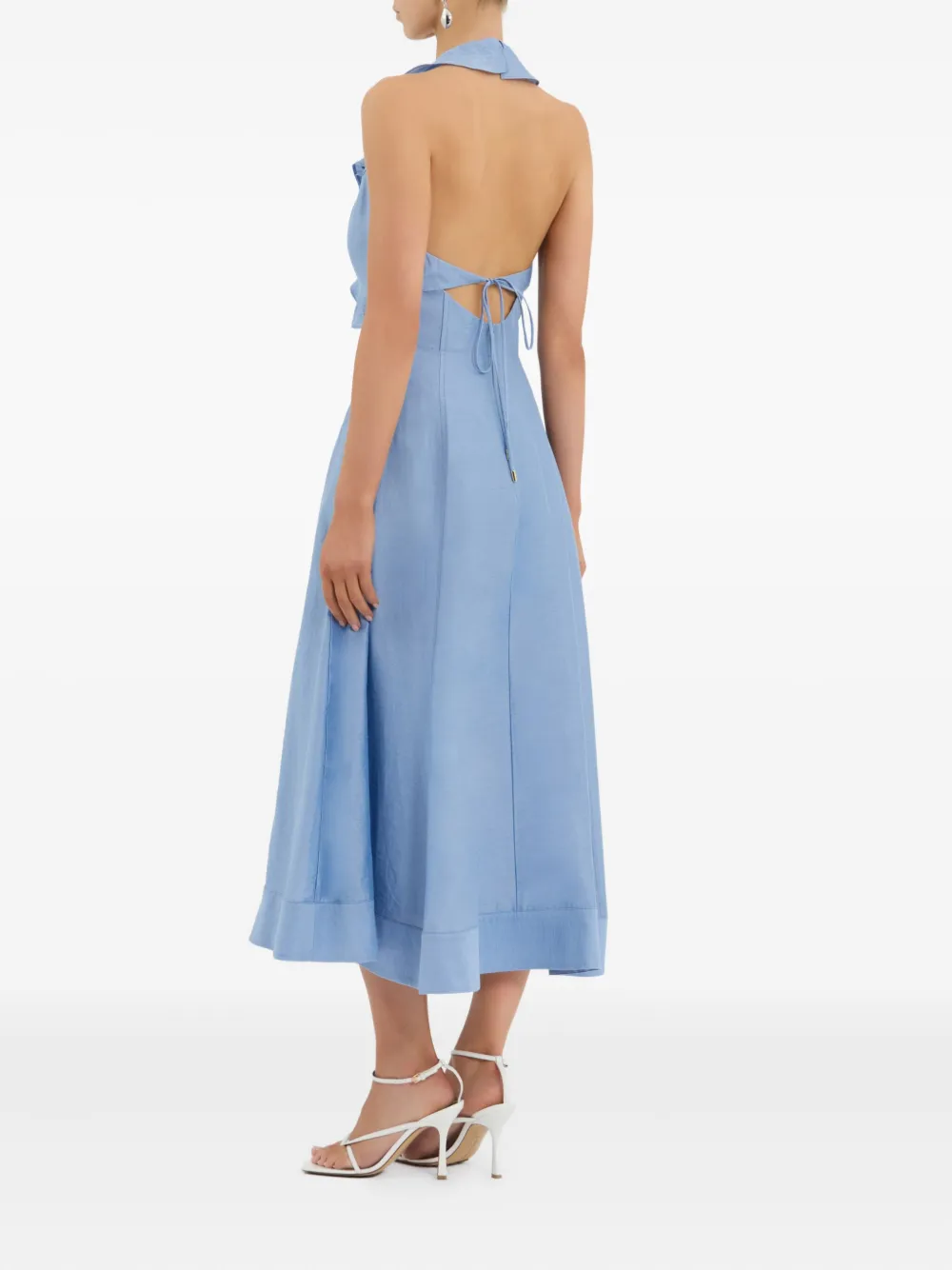 Rebecca Vallance Sabelvormige midi-jurk met ruches Blauw