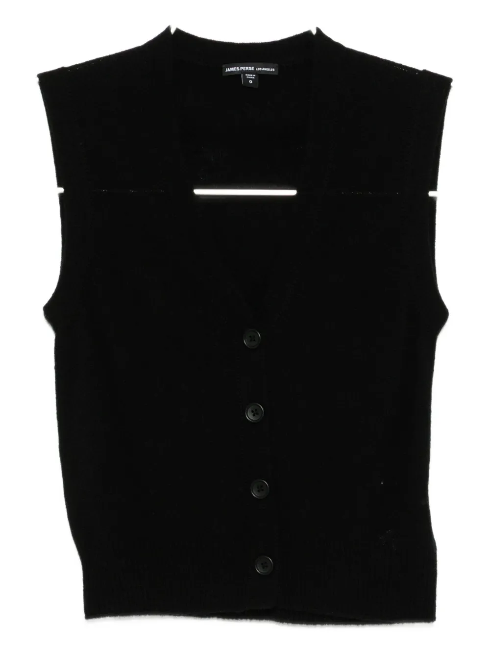 James Perse Cashmere Button-up Vest In Black