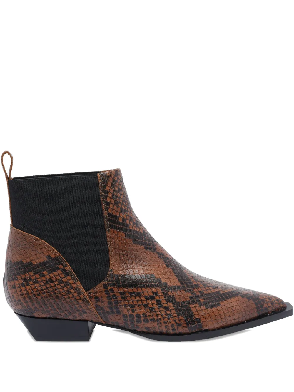 ANGEL ALARCON snakeskin pointed-toe ankle boots Brown