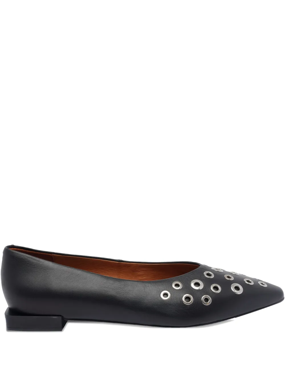 Angel Alarcon Eyeleted Pointed-toe Ballet Flats In Black