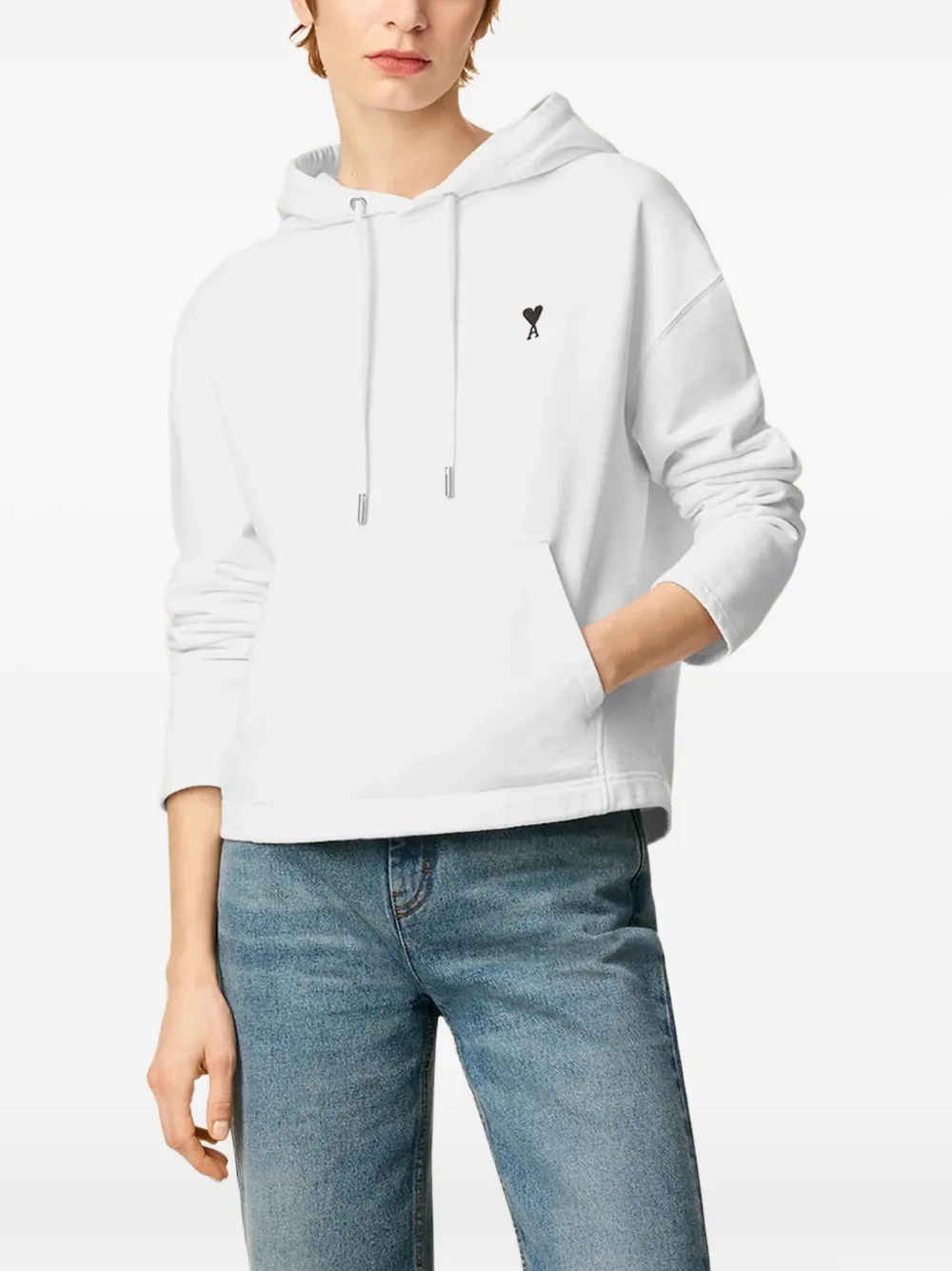 AMI Paris Ami de Coeur cotton hoodie - Wit