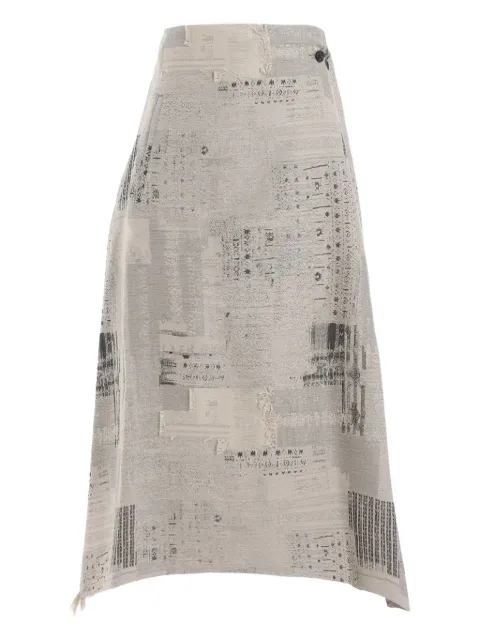 Y's fringe-detail midi skirt