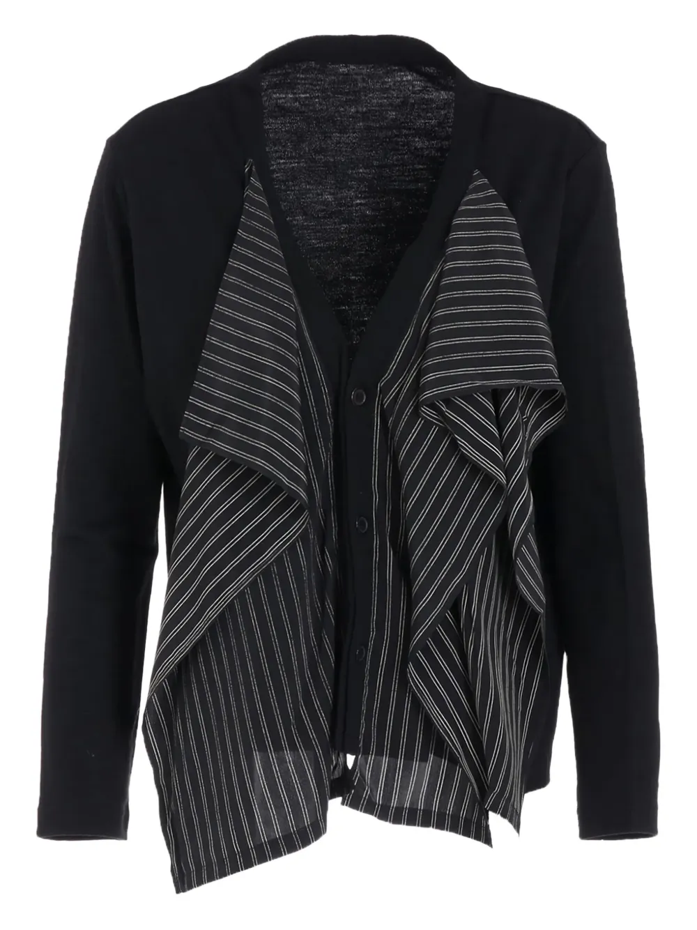 Y's V-neck Striped Cardigan In Black