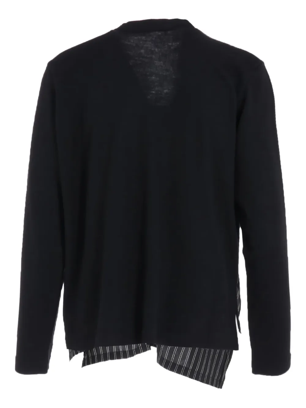 Y's V-neck Striped Cardigan In Black