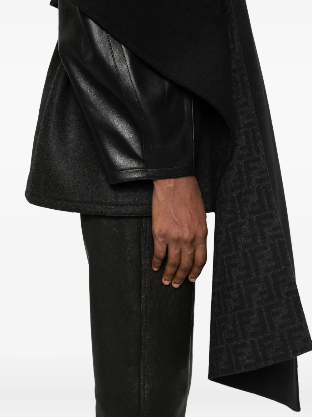 Fendi Buttoned Cape In Black