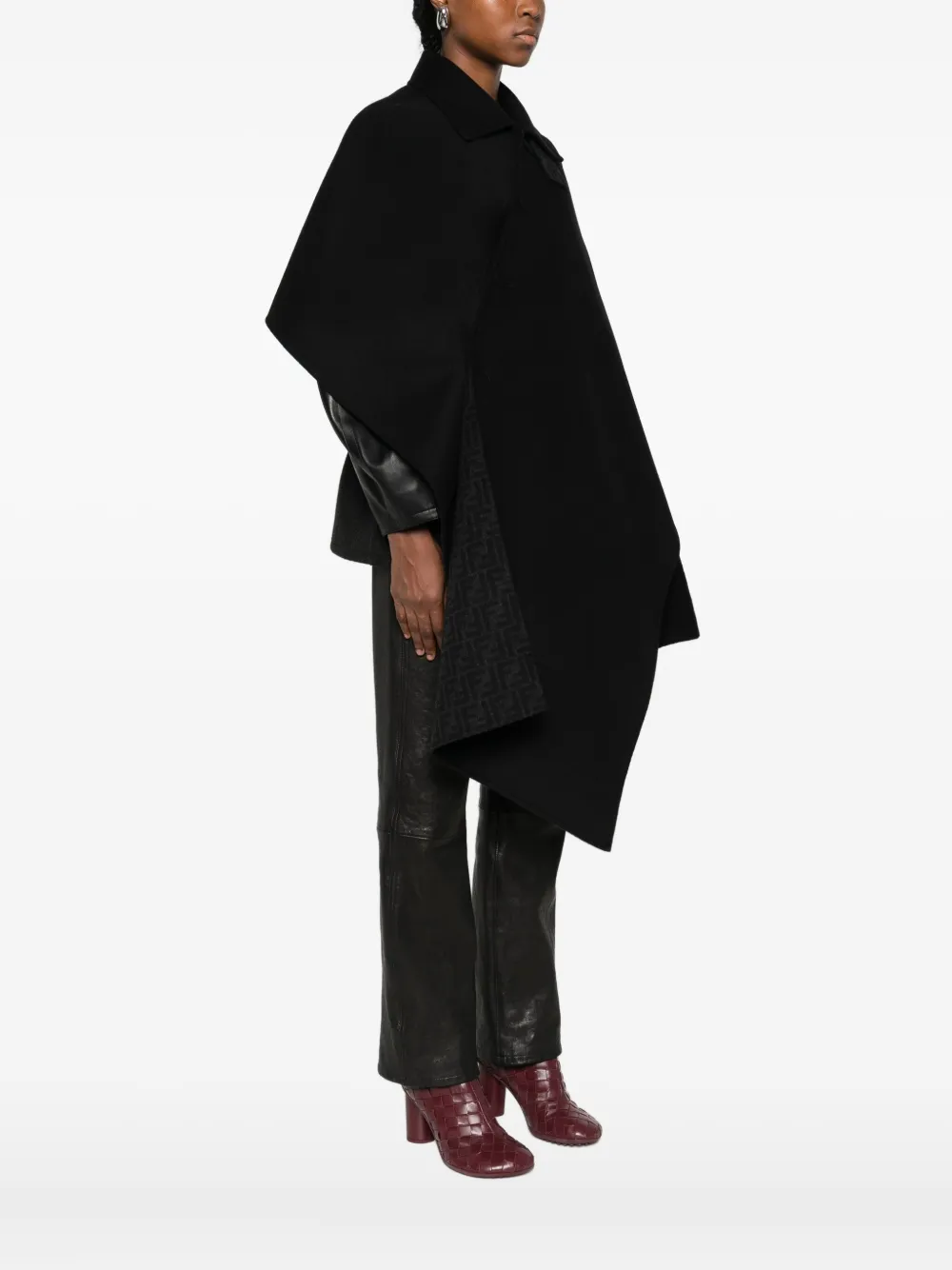 Fendi Buttoned Cape In Black