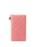 CHANEL Pre-Owned 2008-2009 Quilted Lambskin Porte Bonheur Charm Bifold Wallet long wallets - Pink