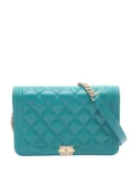CHANEL Pre-Owned 2019 Quilted Lambskin Boy Wallet On Chain crossbody bag - Blue