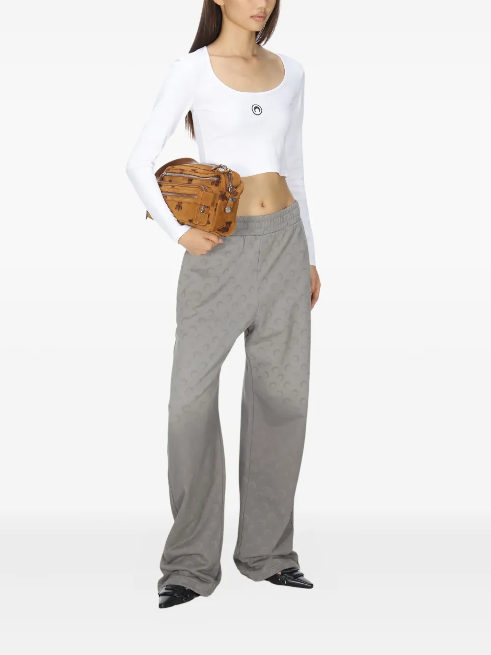 Marine Serre Logo-embroidered Round-neck Top In White