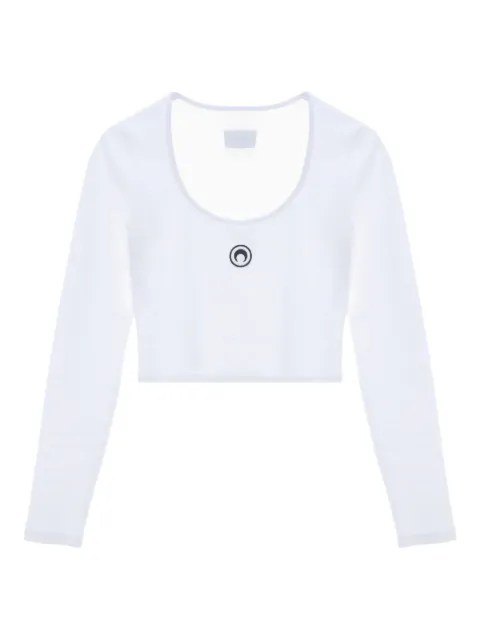 Marine Serre logo-embroidered round-neck top