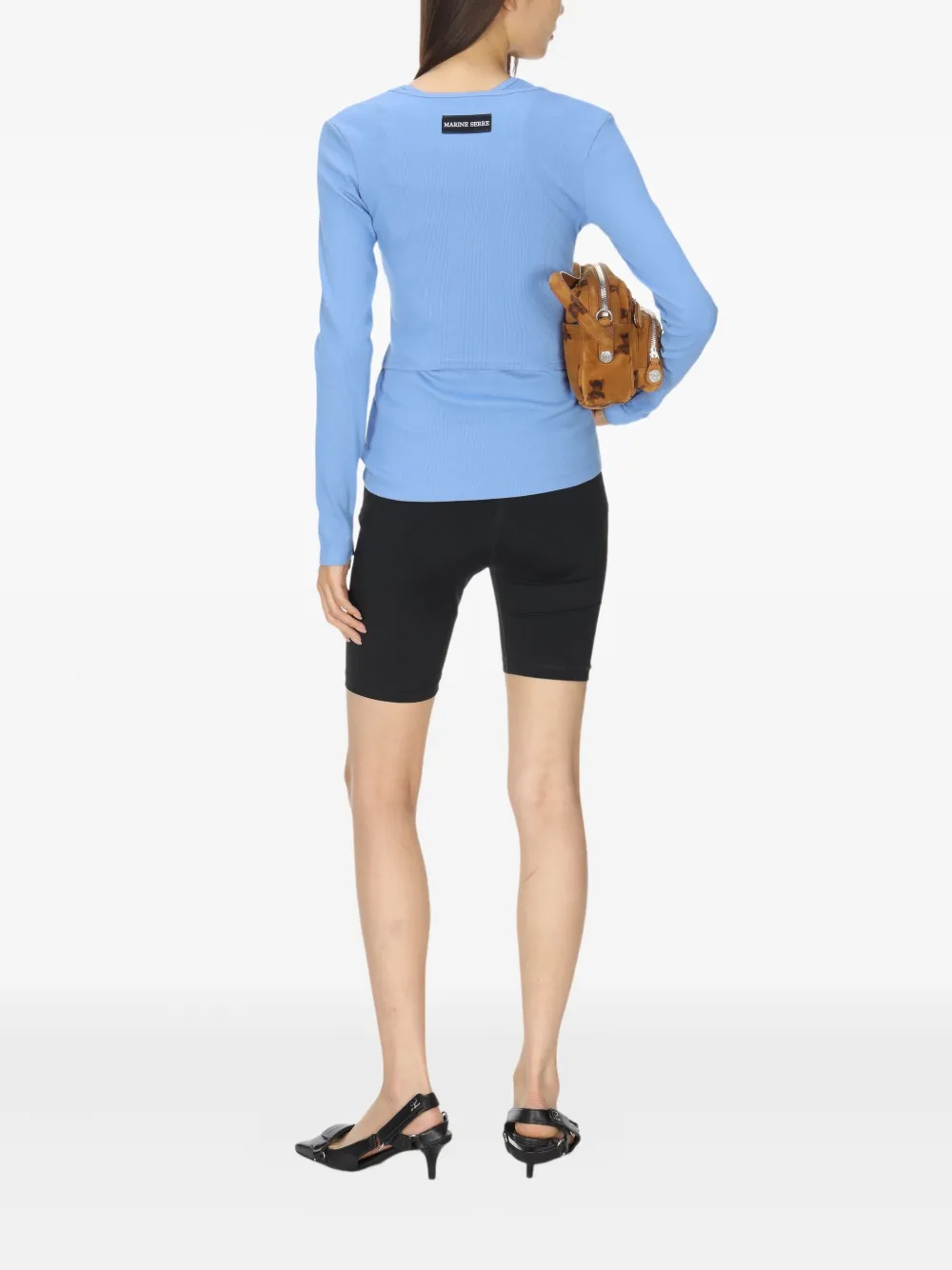 Marine Serre Moon-logo Round-neck Top In Blue
