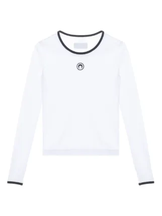 Marine Serre moon-logo long-sleeve T-shirt | White | FARFETCH