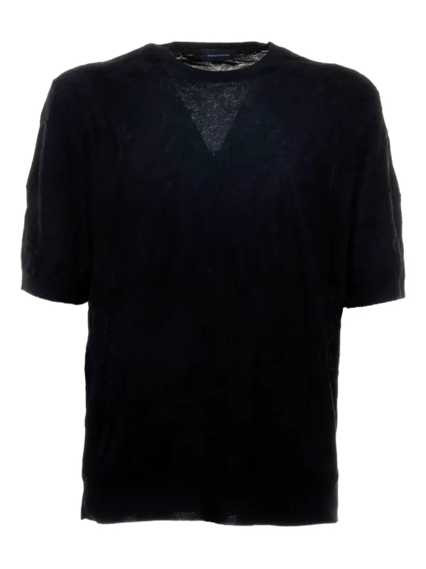 Tagliatore Short-sleeved Cotton T-shirt in Black