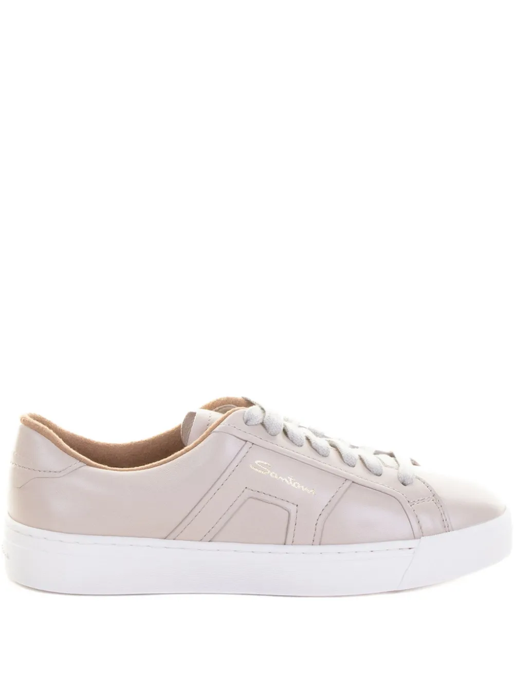 Santoni leather lace-up sneakers Pink