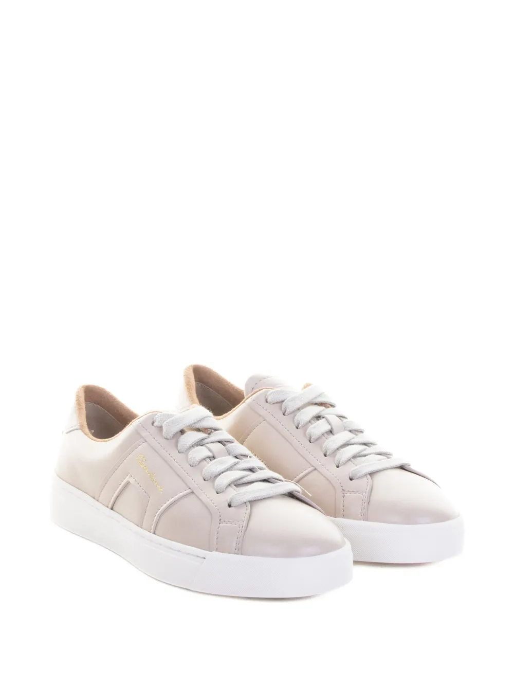 Santoni leather lace-up sneakers - Roze
