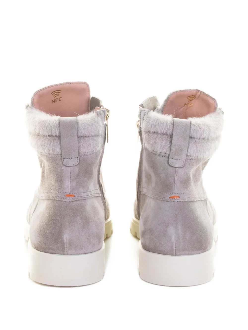 Santoni Beige Ankle Boot In Suede In Gray