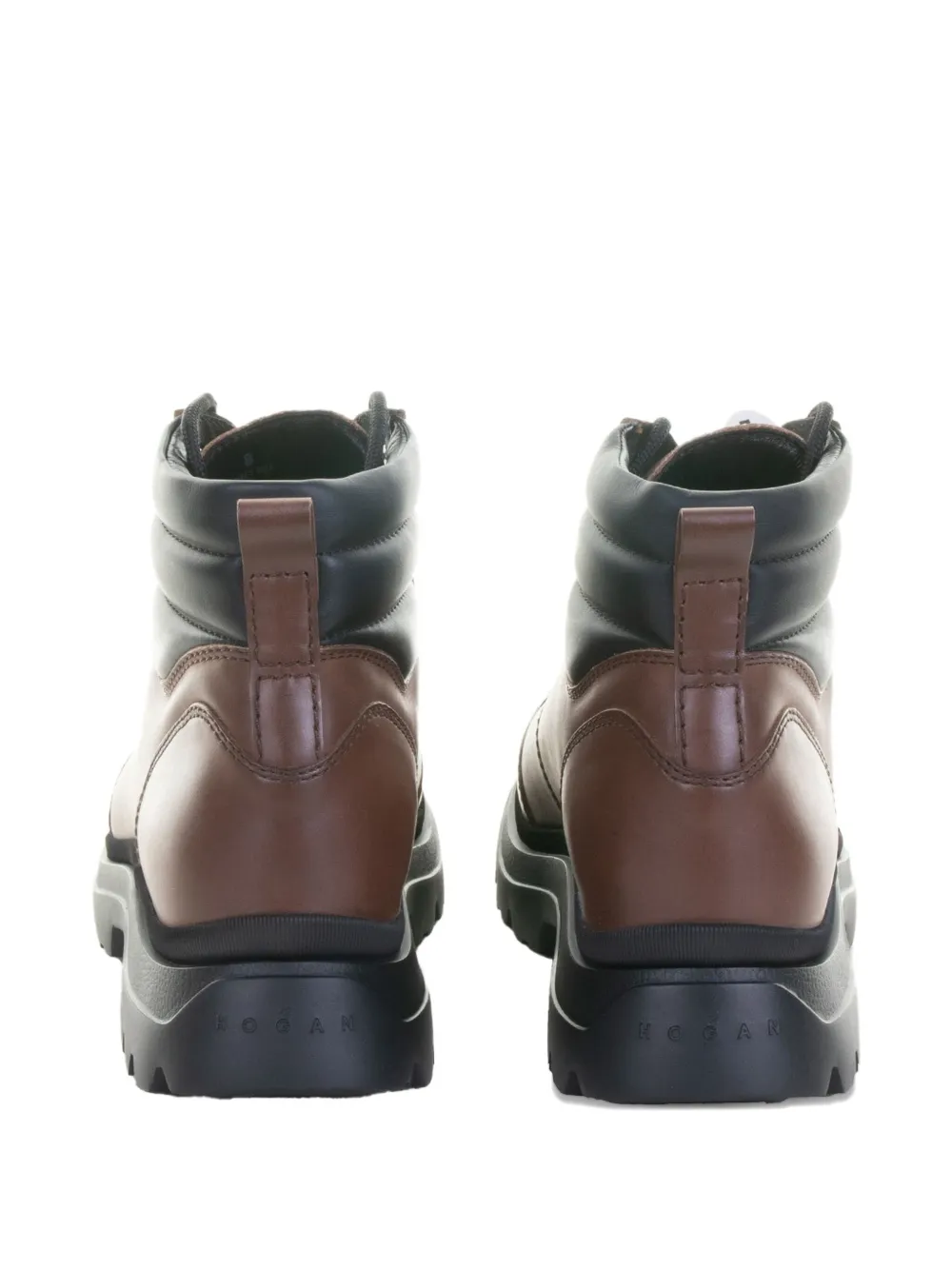 Hogan Lace-up Leather Boots In Multi