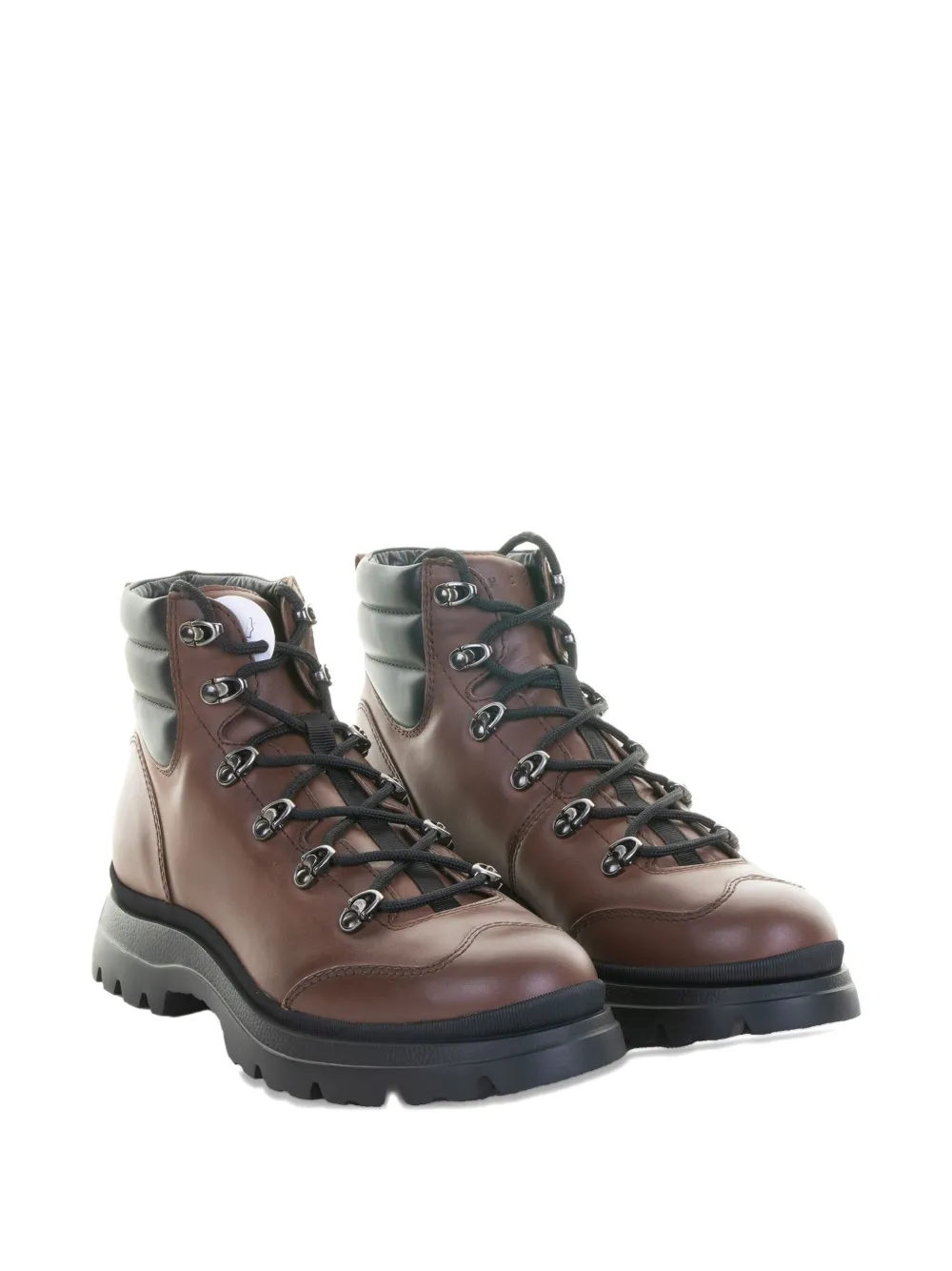 Hogan Lace-up Leather Boots In Multi