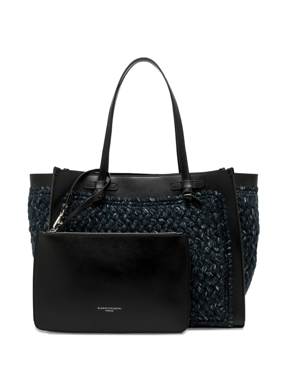 Gianni Chiarini Marcella Braided Leather Tote Bag In Black